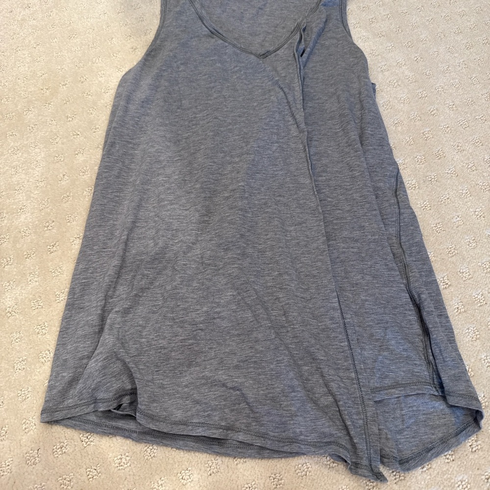 Lululemon Gray Open-Front Crossover Tank Top | Straight Hem Flowy Yoga Layer